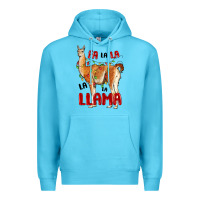 Ocean Blue christmas llama Premium Hoodie - LillyAllenDesigns