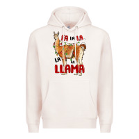 Pale Pink christmas llama Premium Hoodie - LillyAllenDesigns