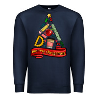Navy teacher tools christmas tree Premium Sweatshirt - MaliasSmallBusiness