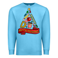 Ocean Blue teacher tools christmas tree Premium Sweatshirt - MaliasSmallBusiness
