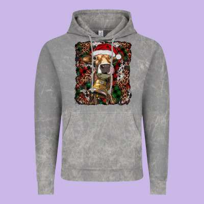 Christmas Heifer With Leoard And Cowhide Vintage Hoodie Designed By Ranaportraitstore