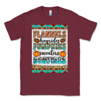 Burgundy Flannels Hayrides Pumpkins Sweaters Bonfires Classic Tee - Artiststas