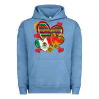 Pigment Pebble Blue Mexican Hearts Urban Hoodie - texasbilliewilder