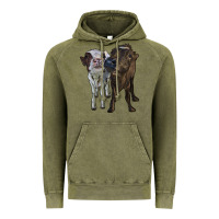 Vintage Olive two heifer cows Vintage Hoodie - RanaPortraitStore