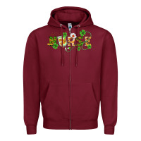 Burgundy st patricks day nurse Zipper Hoodie - BarkalooDesign