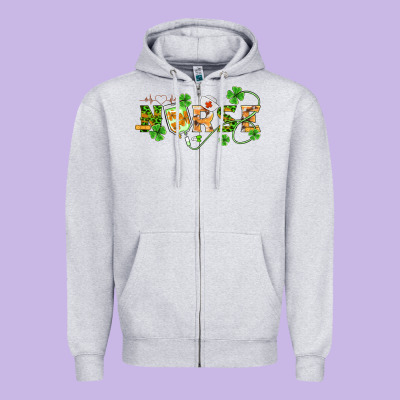 St Patricks Day Nurse Zipper Hoodie Designed By Barkaloodesign