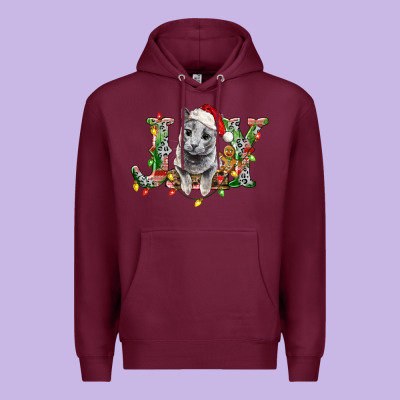 Russian Blue Cat Joy Premium Hoodie Designed By Lillyallendesigns