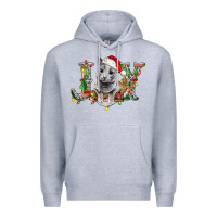 Heather Grey Russian Blue Cat Joy Premium Hoodie - LillyAllenDesigns