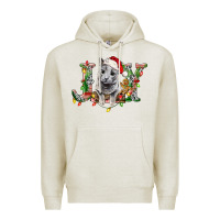Oatmeal Heather Russian Blue Cat Joy Premium Hoodie - LillyAllenDesigns