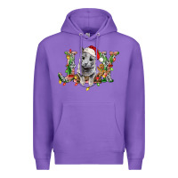 Purple Russian Blue Cat Joy Premium Hoodie - LillyAllenDesigns