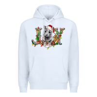 White Russian Blue Cat Joy Premium Hoodie - LillyAllenDesigns