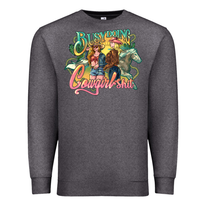 Busy Doing Cowgirl Premium Sweatshirt by NancyCooperArtShop | Teevron