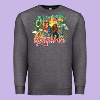 Busy Doing Cowgirl Premium Sweatshirt Designed By Nancycooperartshop