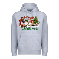 Heather Grey siamese cat meowy christmas Premium Hoodie - LillyAllenDesigns