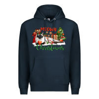 Navy siamese cat meowy christmas Premium Hoodie - LillyAllenDesigns