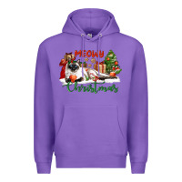 Purple siamese cat meowy christmas Premium Hoodie - LillyAllenDesigns