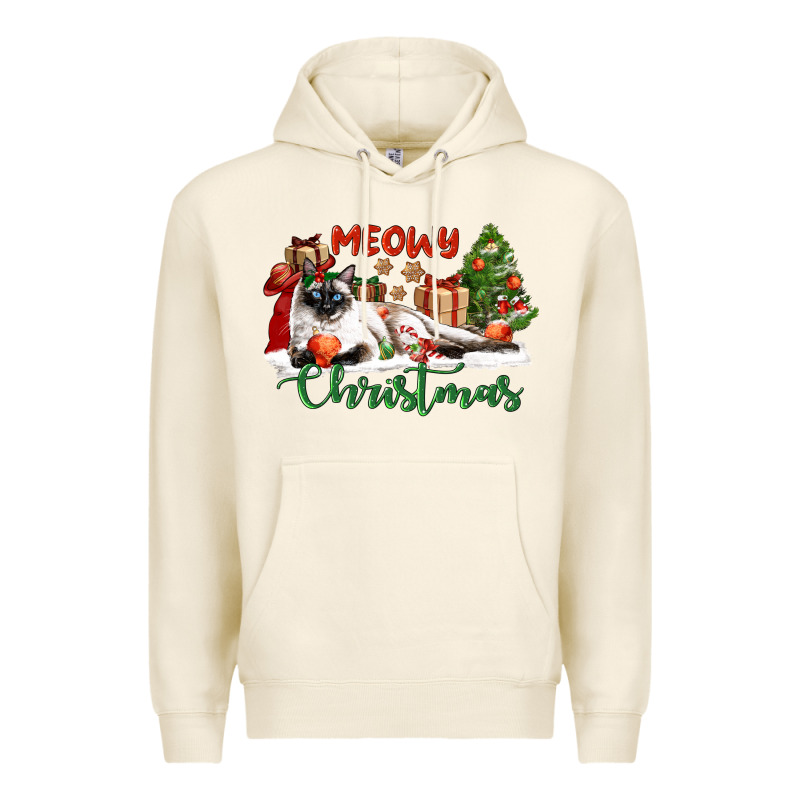 Siamese Cat Meowy Christmas Premium Hoodie by LillyAllenDesigns | Teevron