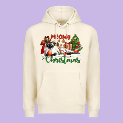 Siamese Cat Meowy Christmas Premium Hoodie Designed By Lillyallendesigns