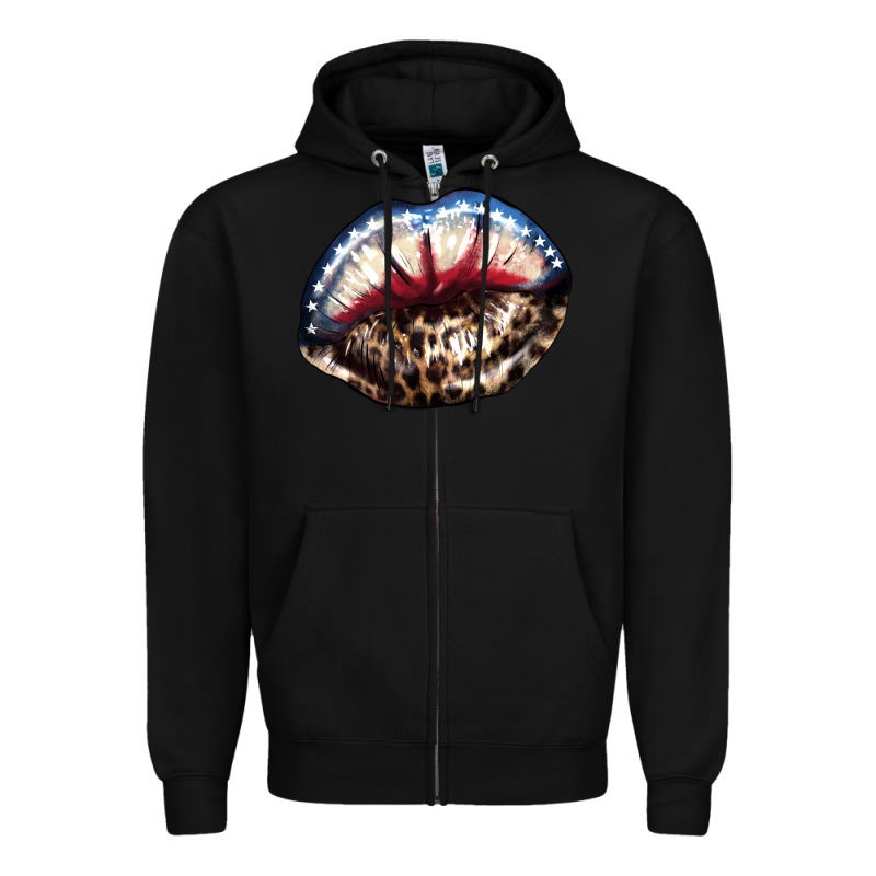 American Lips Leopard Zipper Hoodie by NancyCooperArtShop | Teevron