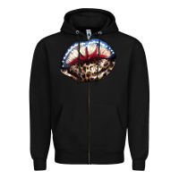 Black American lips leopard Zipper Hoodie - NancyCooperArtShop