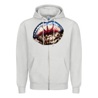 Dove Grey American lips leopard Zipper Hoodie - NancyCooperArtShop