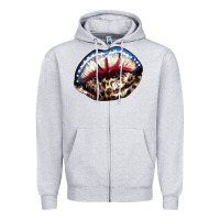 Heather Grey American lips leopard Zipper Hoodie - NancyCooperArtShop