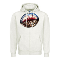 Oatmeal Heather American lips leopard Zipper Hoodie - NancyCooperArtShop