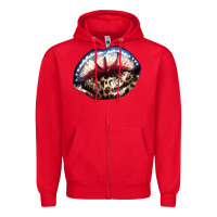 Red American lips leopard Zipper Hoodie - NancyCooperArtShop