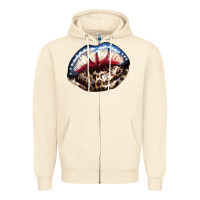 Sandshell American lips leopard Zipper Hoodie - NancyCooperArtShop