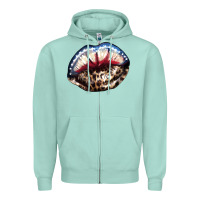 Seafoam American lips leopard Zipper Hoodie - NancyCooperArtShop