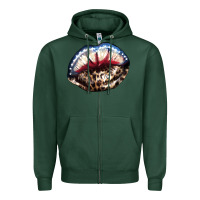 Sports Green American lips leopard Zipper Hoodie - NancyCooperArtShop