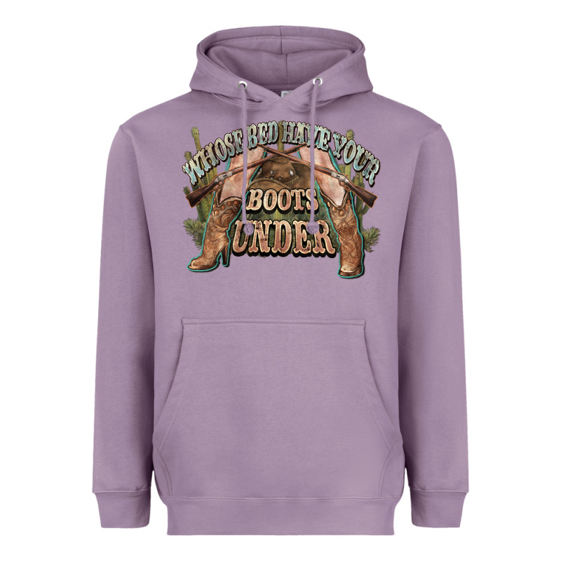 Whose Bed Have Your Boots Under Cowboy Western Heavyweight Hoodie by NancyCooperArtShop | Teevron