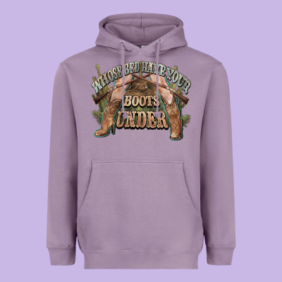 Whose Bed Have Your Boots Under Cowboy Western Heavyweight Hoodie Designed By Nancycooperartshop