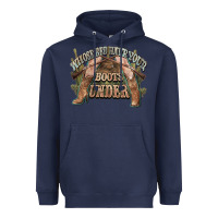 Navy whose bed have your boots under cowboy western Heavyweight Hoodie - NancyCooperArtShop