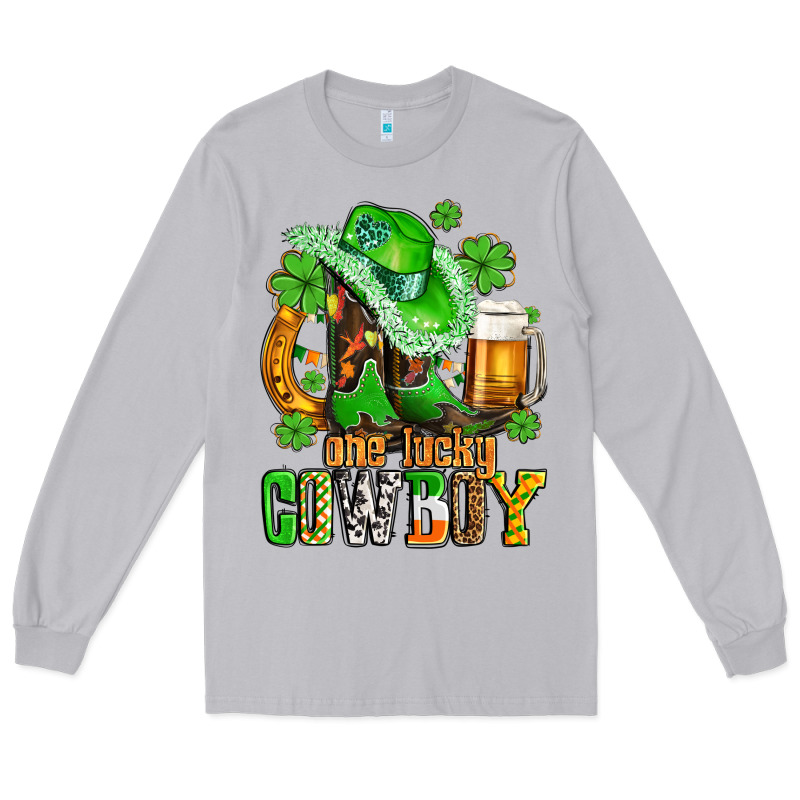 One Lucky  Cowboy With Hat And Boots Long Sleeve Tee by AdoDesignShop | Teevron