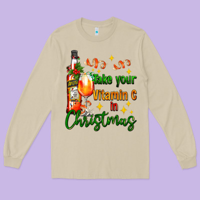 Take Your Vitamin C In Christmas Long Sleeve Tee Designed By Adodesignshop
