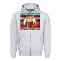 Heather Grey Christmas coffee Zipper Hoodie - Jasminsmagicworld