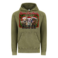 Vintage Olive merry christmas heifer Vintage Hoodie - RanaPortraitStore