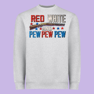 Red White And Pew Pew Pew Heavyweight Sweatshirt Designed By Cowgirlartshop