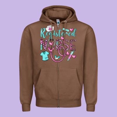 Registered Nurse Rn Zipper Hoodie Designed By Barkaloodesign