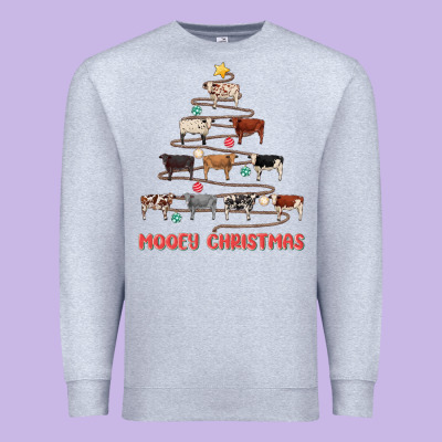 Mooey Christmas Premium Sweatshirt Designed By Maliassmallbusiness