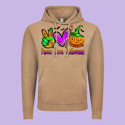 Peace Love Halloween Vintage Hoodie Designed By Zillion Design Studio