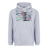 Heather Grey dragonfly smile tink give laugh love dream Heavyweight Hoodie - MaliasSmallBusiness