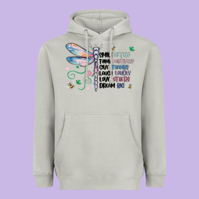 Dragonfly Smile Tink Give Laugh Love Dream Heavyweight Hoodie Designed By Maliassmallbusiness