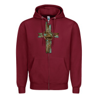 Burgundy cross with thorn Zipper Hoodie - BarkalooDesign