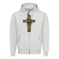 Dove Grey cross with thorn Zipper Hoodie - BarkalooDesign