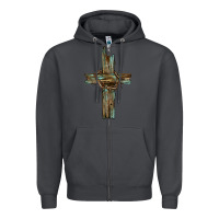 Smoke cross with thorn Zipper Hoodie - BarkalooDesign