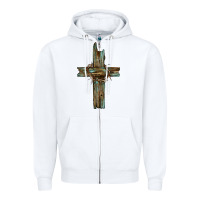 White cross with thorn Zipper Hoodie - BarkalooDesign