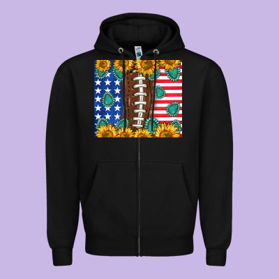 American Football And America Zipper Hoodie Designed By Nancycooperartshop