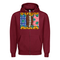 Burgundy American football and america Zipper Hoodie - NancyCooperArtShop